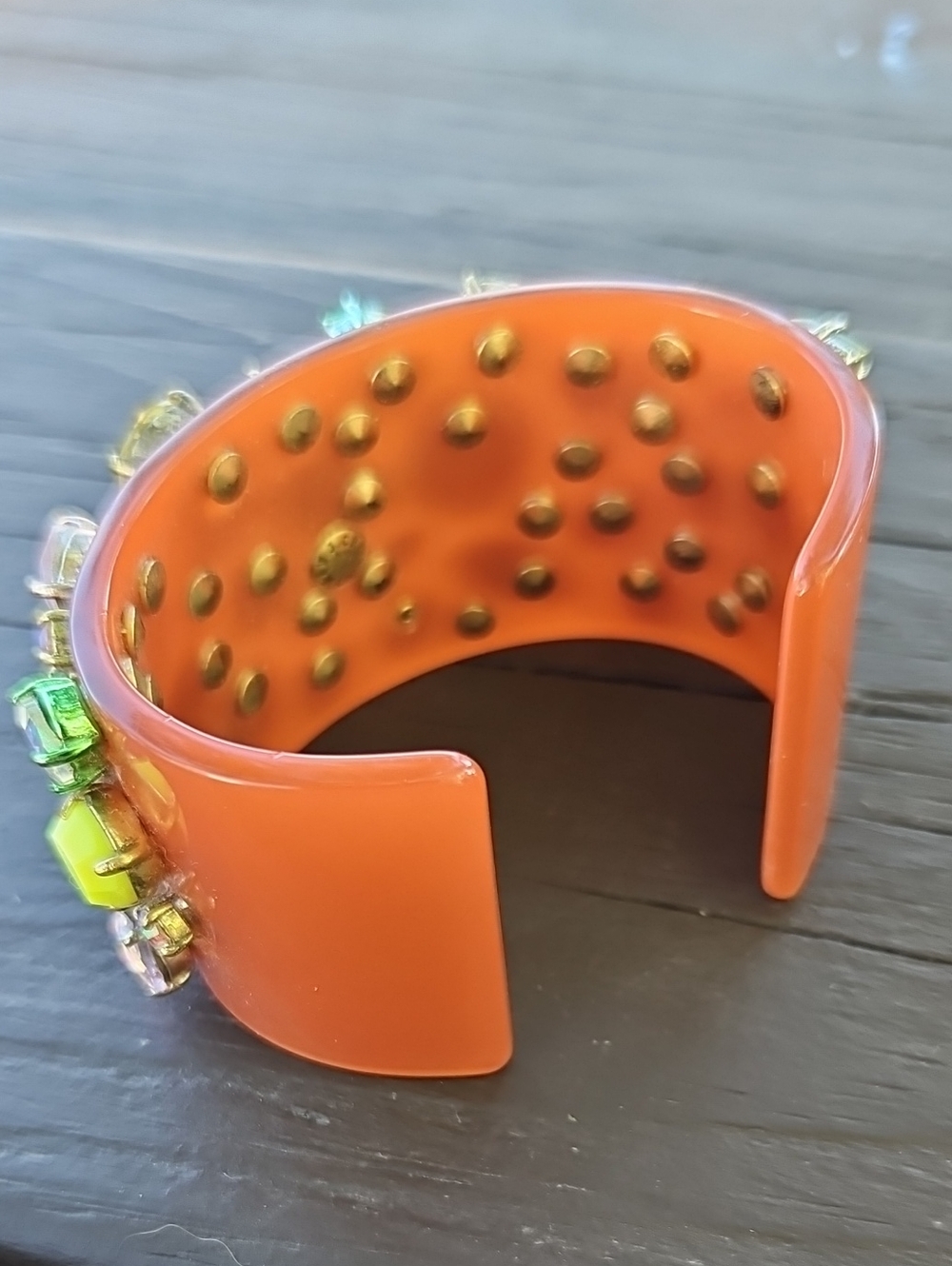 J.  Crew Vibrant Orange Jeweled Statement Cuff Bracelet - Picture 4 of 8